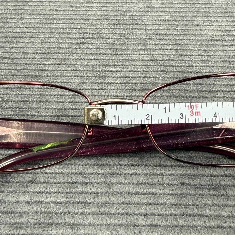 Bebe Burgundy Metal Rectangular Y2K Eyeglasses Purple Crystal Embellished Frames
